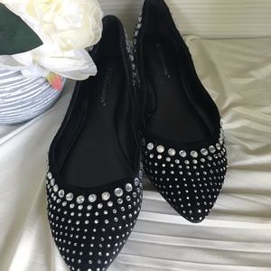 BCBG Black Pointed Ballet Flats Shoe Womens 6.5